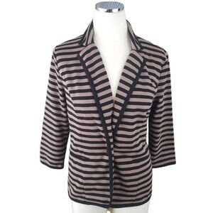 Cynthia Rowley Black & Tan Striped Knit Casual Blazer Jacket Size Medium Soft